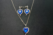 Blue Heart Shaped Necklace With Earring Set 925