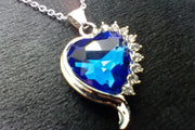 Blue Heart Shaped Necklace With Earring Set 925