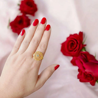 Flower Gold Polish Ring 