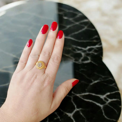 Flower Gold Polish Ring 