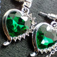 Green Heart Shaped Necklace With Earring Set 925