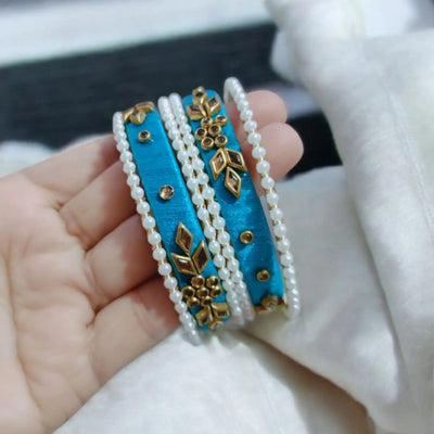 Handmade Kundan Bangles Blue