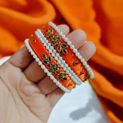 Handmade Kundan Bangles Orange