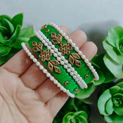 Handmade Kundan Bangles Green