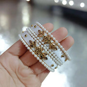 Handmade Kundan Bangles White