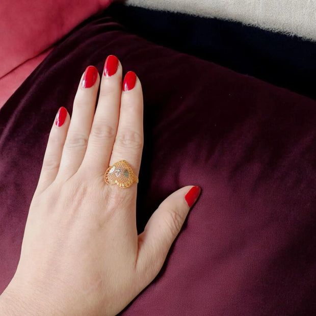 Heart Shape Gold Polish Ring 