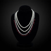Multi-Strand Pearl Necklace With Crystal Accents