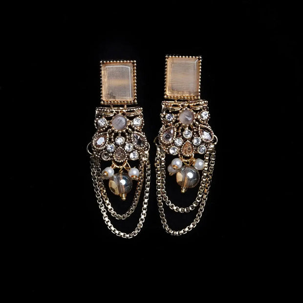 Oxidized Golden Chandelier Earrings