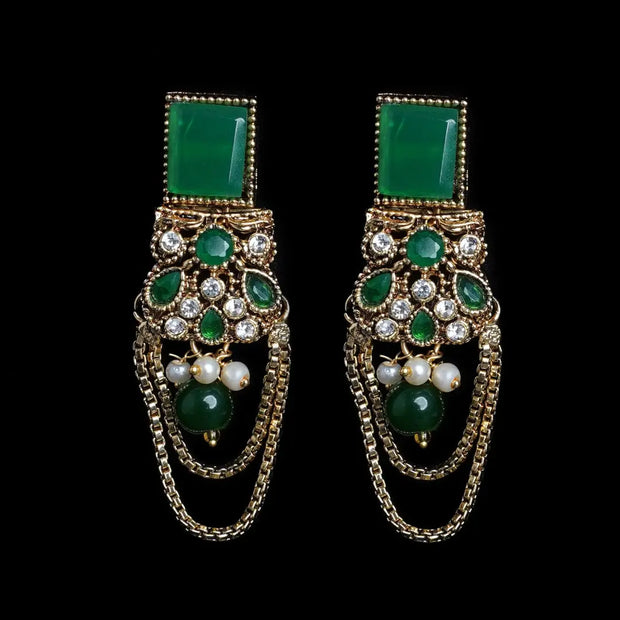 Oxidized Golden Chandelier Earrings