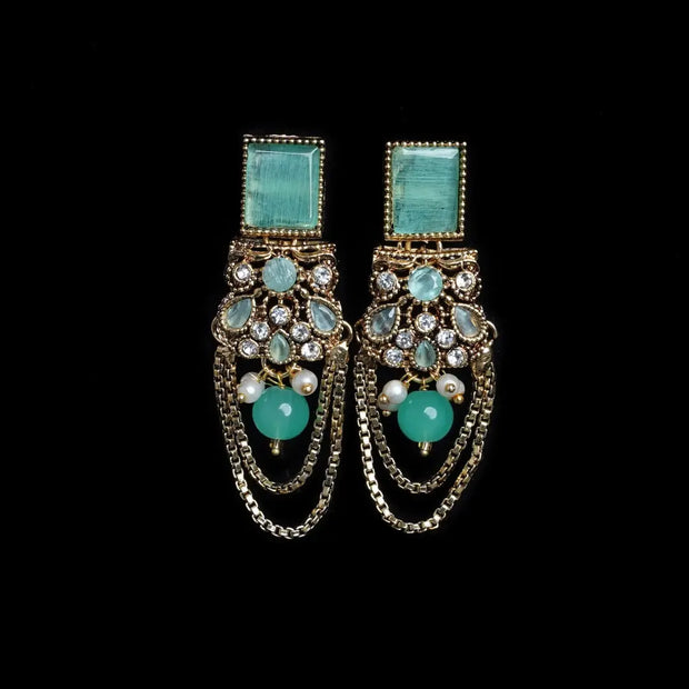 Oxidized Golden Chandelier Earrings