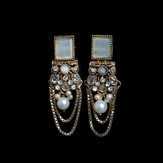 Oxidized Golden Chandelier Earrings