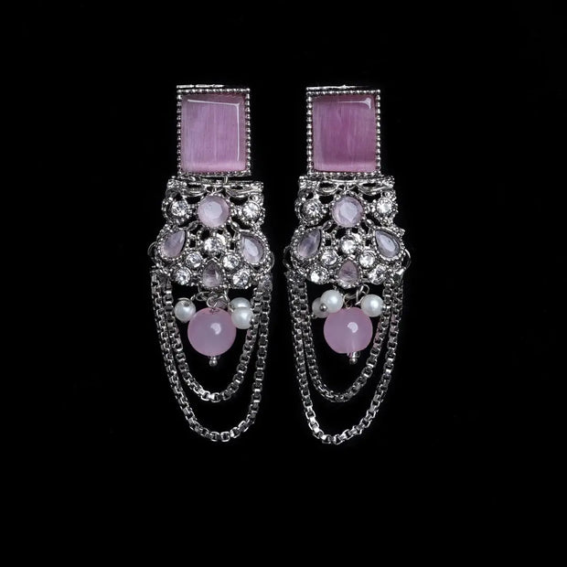Oxidized Silver Chandelier Earrings
