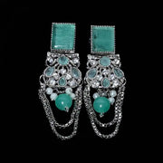 Oxidized Silver Chandelier Earrings