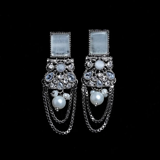 Oxidized Silver Chandelier Earrings