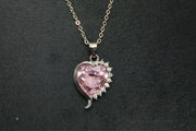 Pink Heart Shaped Necklace With Earring Set 925