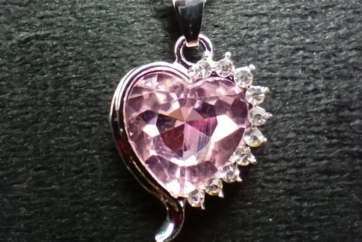 Pink Heart Shaped Necklace With Earring Set 925