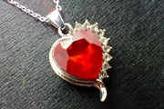 Red Heart Shaped Necklace With Earring Set 925