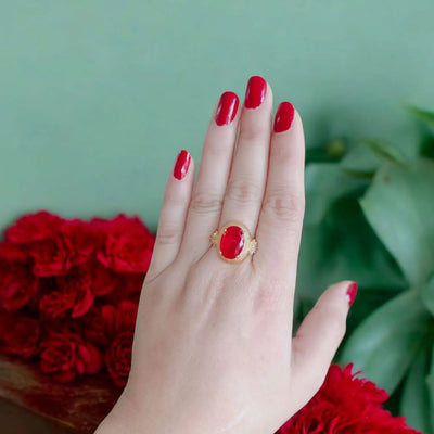 Red Stone Golden Ring 