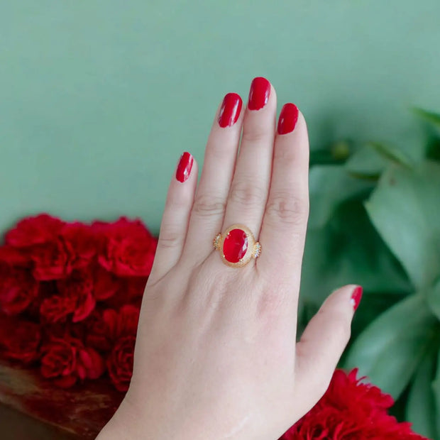 Red Stone Golden Ring 