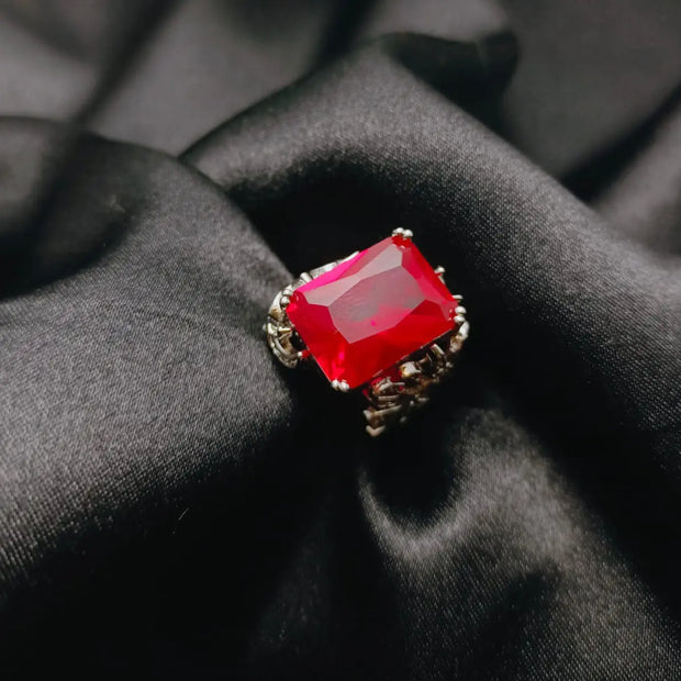 Red Stone Petal Ring