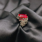 Red Stone Petal Ring