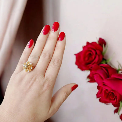 Rose Design Gold Polish Ring