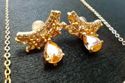 Ruby American Diamond Necklace Set Champagne Opal Pearls