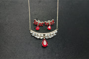 Ruby American Diamond Necklace Set Red Opal Pearls