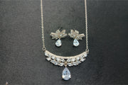 Ruby American Diamond Necklace Set White Opal Pearls