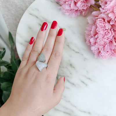 Silver Dimond Stones Ring 