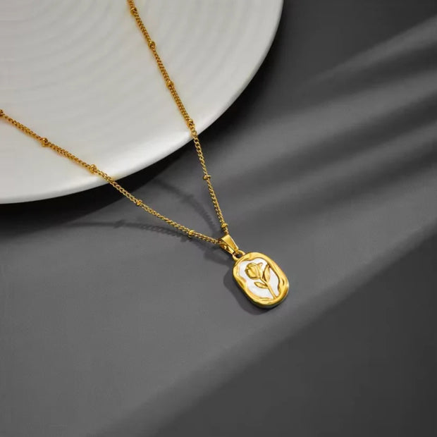 Stainless Steel Plated 18K Gold Flower Pendant