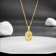 Stainless Steel Plated 18K Gold Flower Pendant