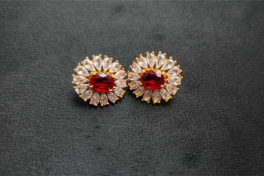 Sunflower Shape Fashion Boho Alloy Red  Earrings