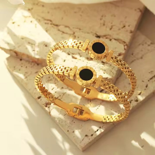 Timeless Roman Numeral Love Stainless Steel Cuff Bracelets 
