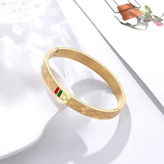 Trendy Bangle for Women Red and Green Charm Stainless Steel