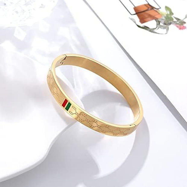 Trendy Bangle for Women Red and Green Charm Stainless Steel