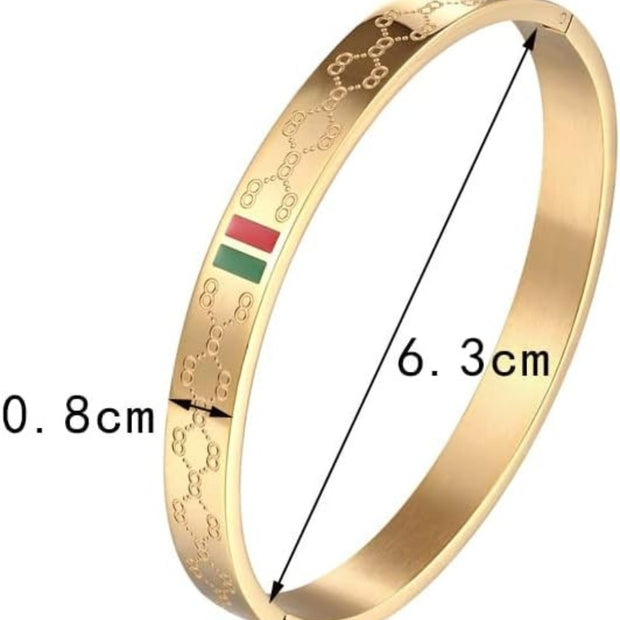 Trendy Bangle for Women Red and Green Charm Stainless Steel