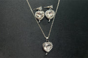White Heart Shaped Necklace With Earring Set 925