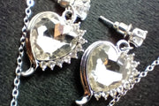 White Heart Shaped Necklace With Earring Set 925