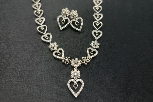 heart-shaped necklace and earring set